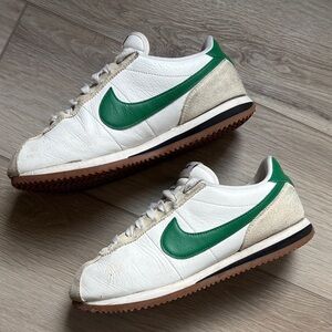 Nike Classic Cortez White and Green Women's Athletic Shoes